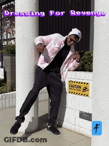 Man Leaning Against Wall With Caution Sign GIF