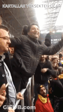 Man Lifted By Crowd At Stadium GIF