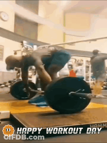 Man Lifting Barbell Happy Workout Day GIF