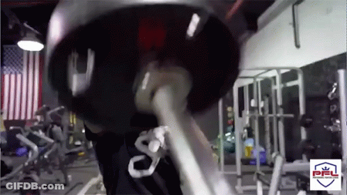 Man Lifting Barbell In Gym With PFL Logo GIF