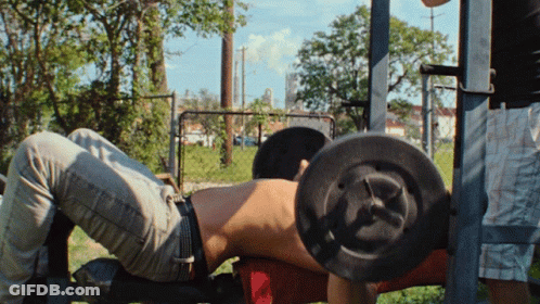 Man Lifting Barbell On Bench GIF