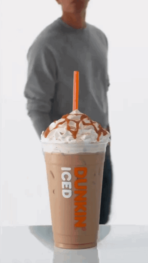 Man Lifting Cup Of Iced Psl Dunkin GIF