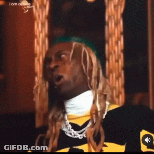 Man Long Blonde Hair Yellow Black Shirt Green Hat GIF