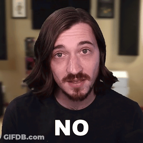Man Long Hair Beard Black Shirt Says No GIF