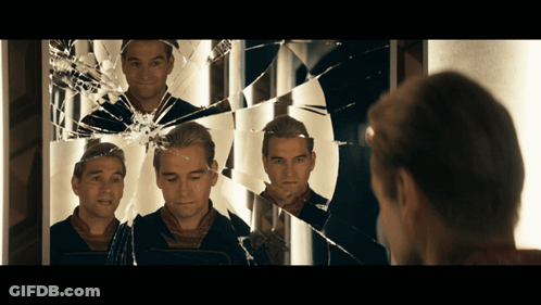Man Looking At Broken Mirror GIF