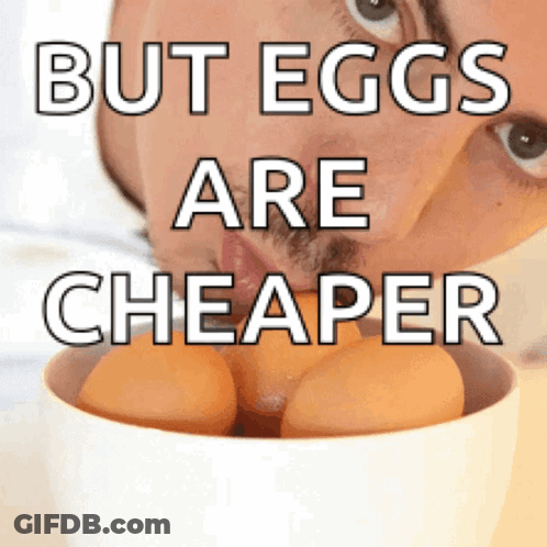 Man Looking At Cheaper Eggs GIF