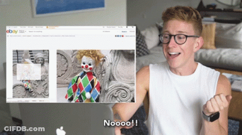 Man Looking At Clown On EBay GIF