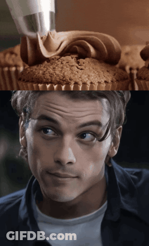 Man Looking At Cupcake GIF