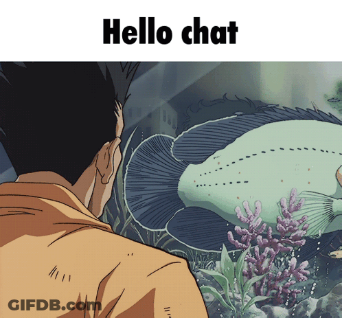 Man Looking At Fish In Aquarium Saying Hello Chat GIF
