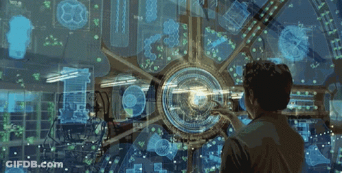 Man Looking At Futuristic Screen With 83 GIF