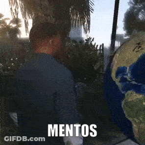 Man Looking At Globe With Mentos GIF