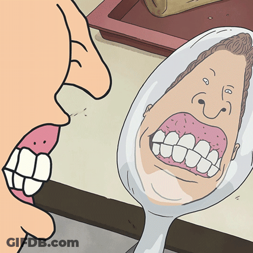 Man Looking At His Mouth In A Mirror GIF