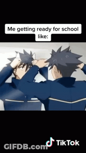 Man Looking At Reflection In Mirror Getting Ready For School GIF