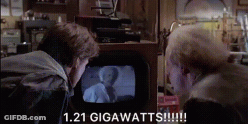 Man Looking At TV Saying 1.21 Gigawatts GIF