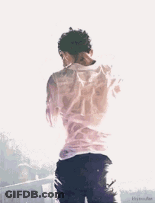 Man Looking Back With His Wet Tshirt GIF