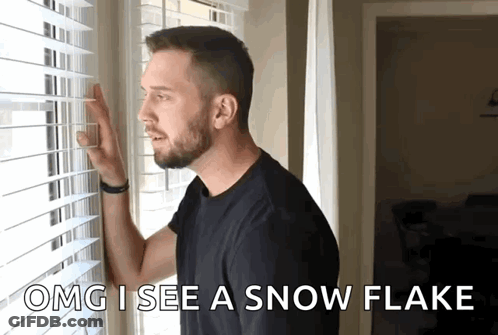Man Looking Out Window Omg I See Snowflake GIF