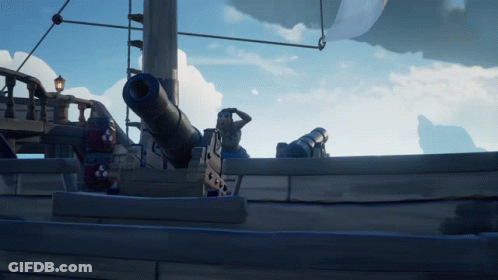 Man Looking Over Cannon On Ship In Video Game GIF
