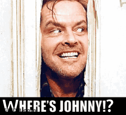 Man Looking Through Door Saying Where's Johnny GIF