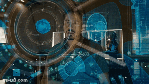 Man Looking Through Futuristic Screen With 3000 GIF