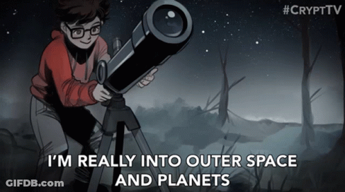 Man Looking Through Telescope I'm Really Into Outer Space And Planets GIF