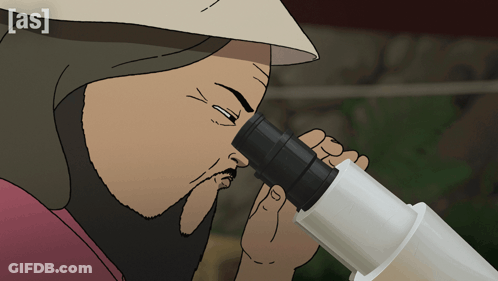 Man Looking Through Telescope With A And S GIF