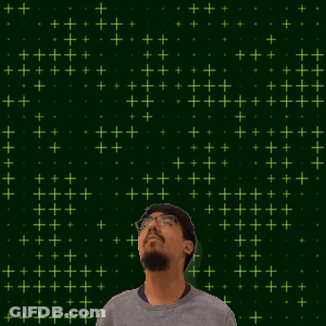 Man Looking Up At Number Eight On Green Background GIF