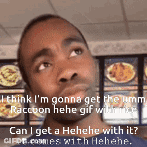 Man Looking Up At Raccoon Sign GIF