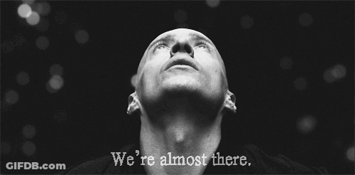 Man Looking Up Saying We're Almost There GIF