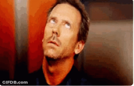 Man Looking Up With Needle In Nose GIF