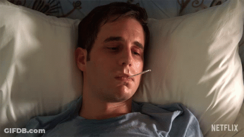 Man Lying In Bed With Thermometer Netflix GIF