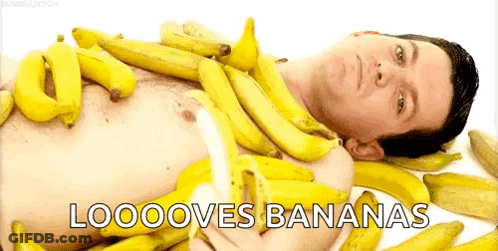 Man Lying On Bananas With Loooves Bananas GIF