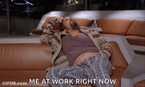 Man Lying On Couch Saying Me At Work GIF