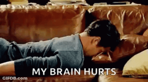 Man Lying On Couch With Head On Pillow My Brain Hurts GIF