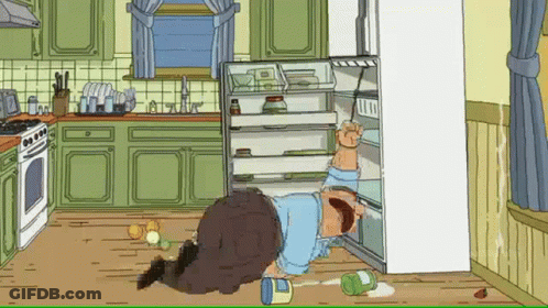 Man Lying On Floor In Front Of Refrigerator GIF