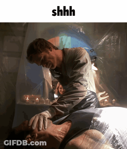 Man Lying On Table Shhh GIF