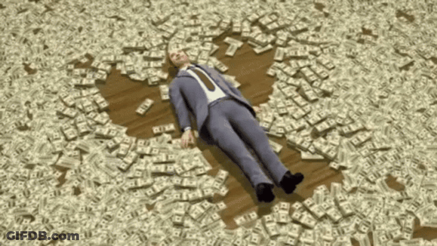 Man Making Angel Shadow Using Cash GIF