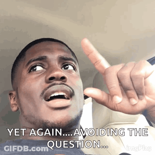 Man Making Funny Face Avoiding Question GIF