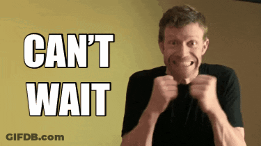 Man Making Funny Face In Front Of Cant Wait Sign GIF