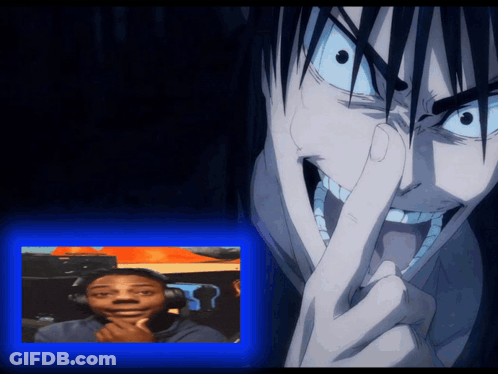 Man Making Funny Face Next To Cartoon Character GIF