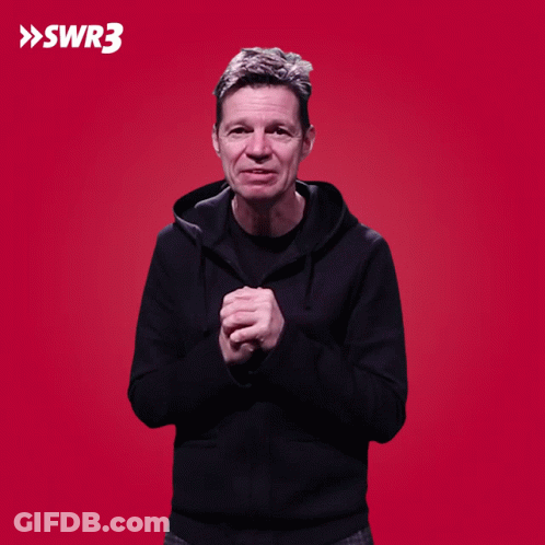 Man Making Funny Face On Red Background With Swr3 GIF
