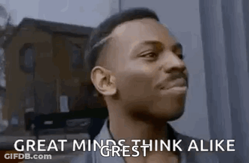 Man Making Funny Face Saying Great Minds Think Alike GIF