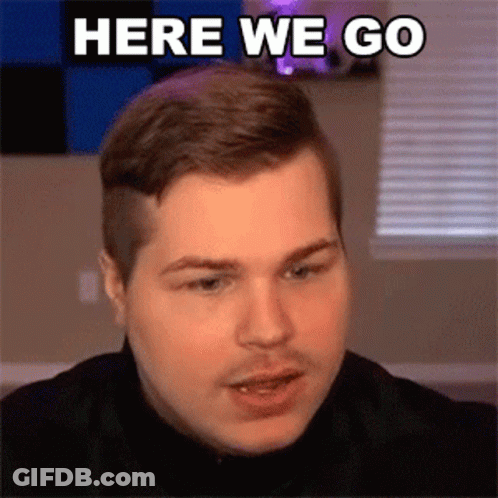 Man Making Funny Face Saying Here We Go GIF