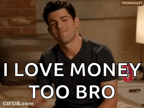 Man Making Funny Face Saying I Love Money GIF