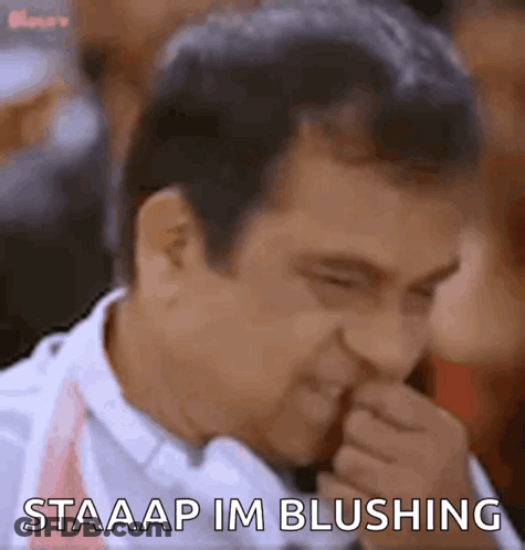 Man Making Funny Face Saying Staaap Im Blushing GIF