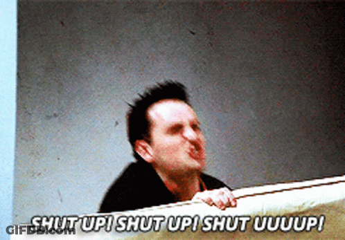 Man Making Funny Face With Words Shut Up Shut Up Shut Uuuup GIF