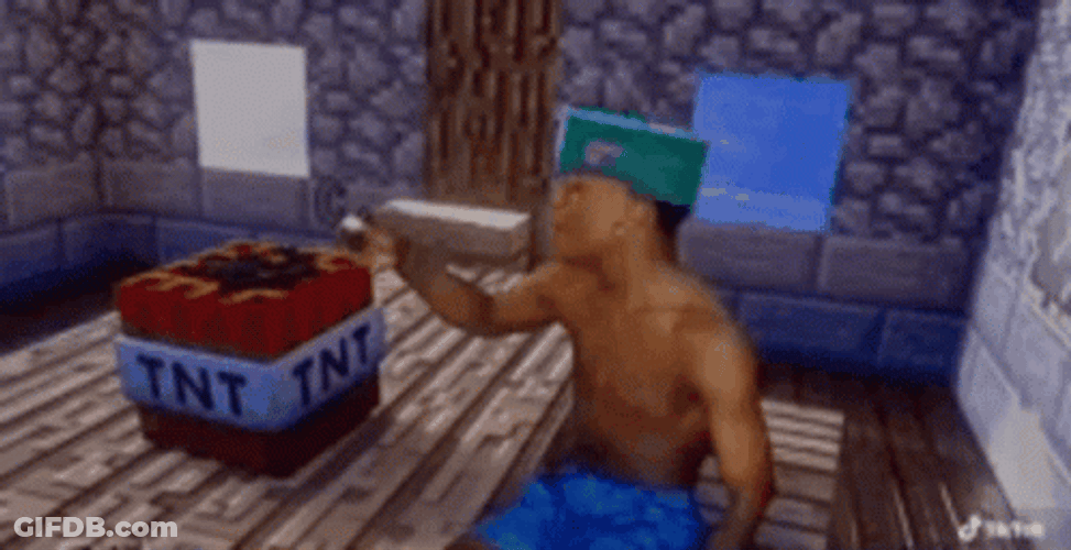 Man Making Minecraft Firecracker GIF