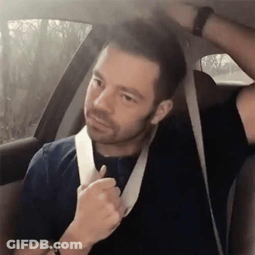 Man Making Noose Car Seat Belt GIF
