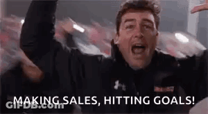 Man Making Sales Hitting Goals Hands In Air GIF