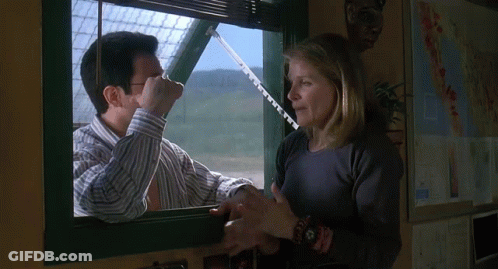 Man Measuring Woman Arm Out Window GIF