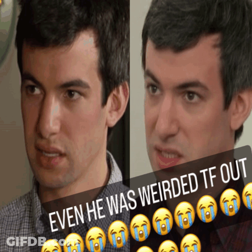 Man Next To Caption Even He Was Weirded TF Out GIF